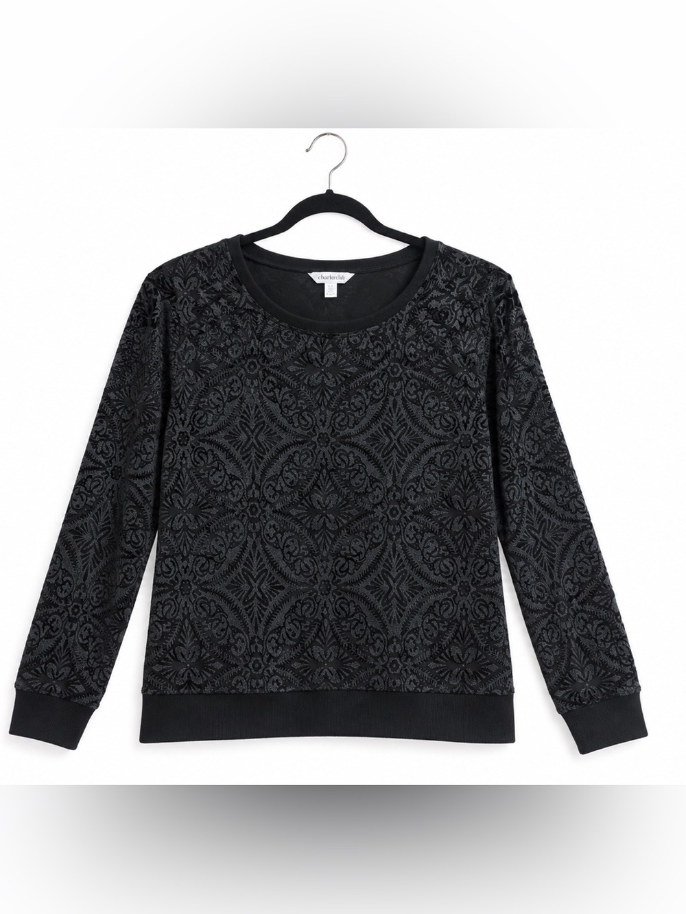 Charlies Black Burnout Crewneck Sweatshirt